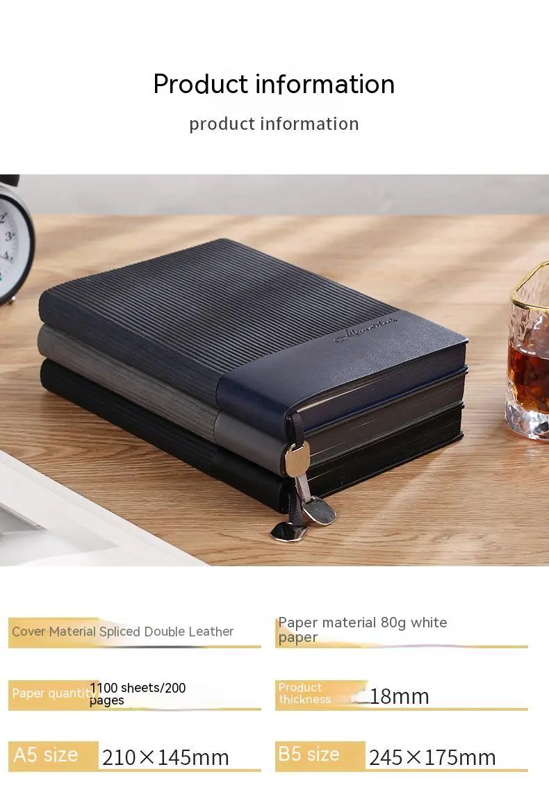 320 Pages A5 Business Soft Leather Notebook Work Notebook Exquisite Simple Diary Meeting Minutes Notebook Weekly Planner Gifts