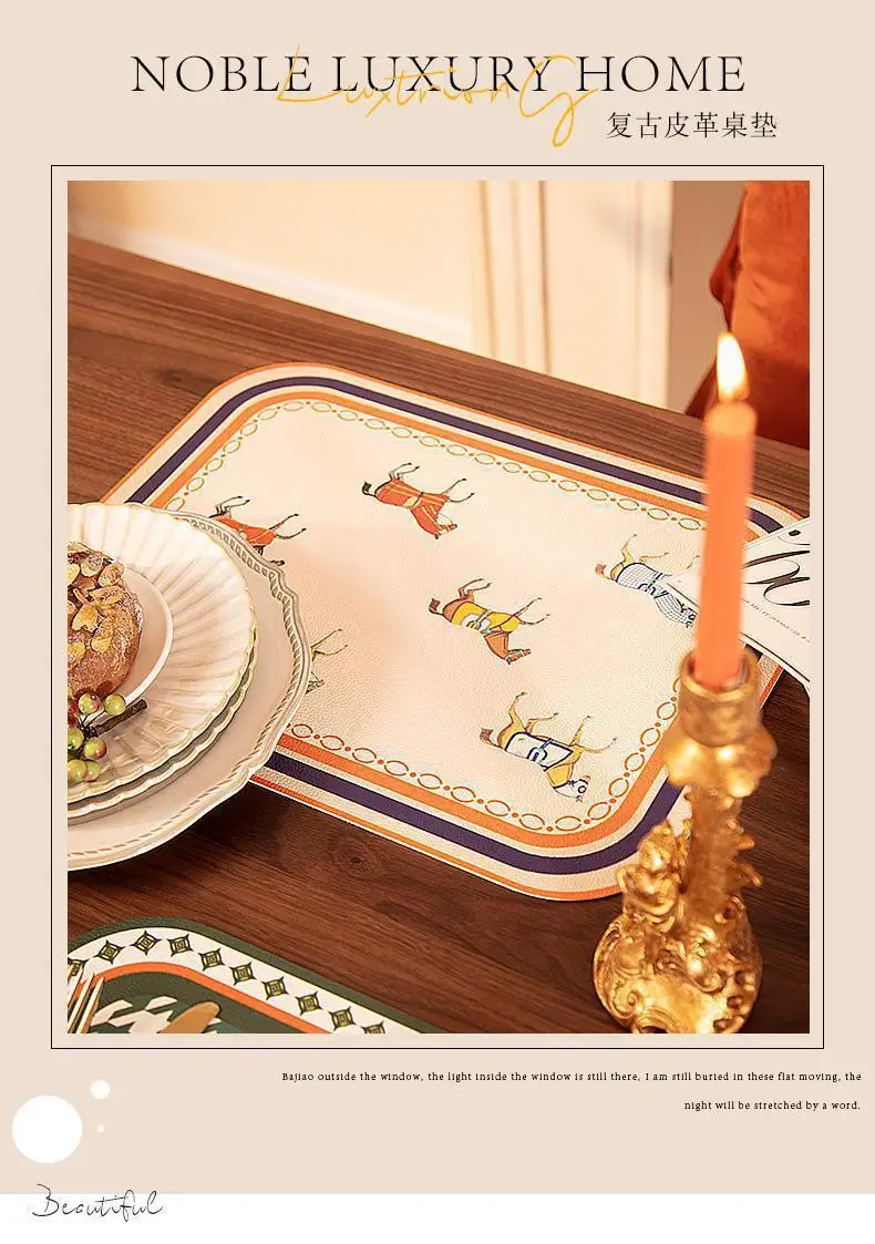 Light Luxury Nordic Style Placemat PVC Waterproof Oil-Proof Table Mat Disposable Anti-Scald Western-Style Placemat