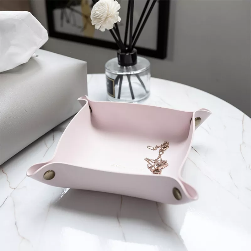 OEM Nordic Style Leather Tray Organizer For Key Jewelry Cosmetic Home Decoration