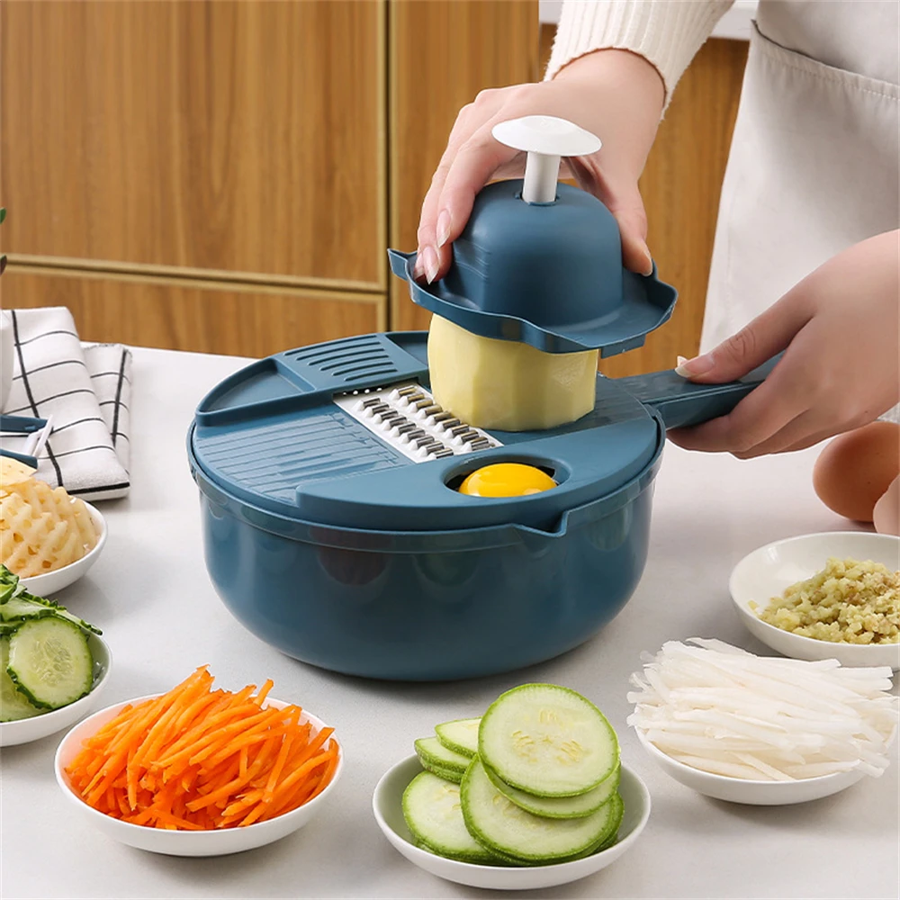 Vegetable Cutter 12 in 1 Multifunctional Salad Utensils Chopper Carrot Potato Manual Shredder Kitchen Cooking Vegetable Tools