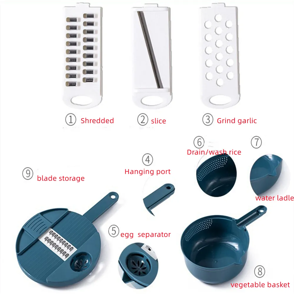 Vegetable Cutter 12 in 1 Multifunctional Salad Utensils Chopper Carrot Potato Manual Shredder Kitchen Cooking Vegetable Tools