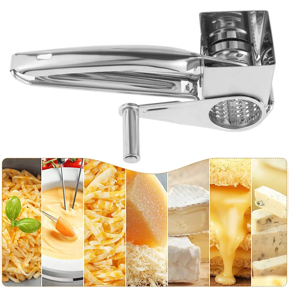5 in 1 Stainless Steel Cheese Slicer Shredder 4 Manual Rotary Cheese Grater Multifunctional Grater Butter Cutter Kitchen Gadgets