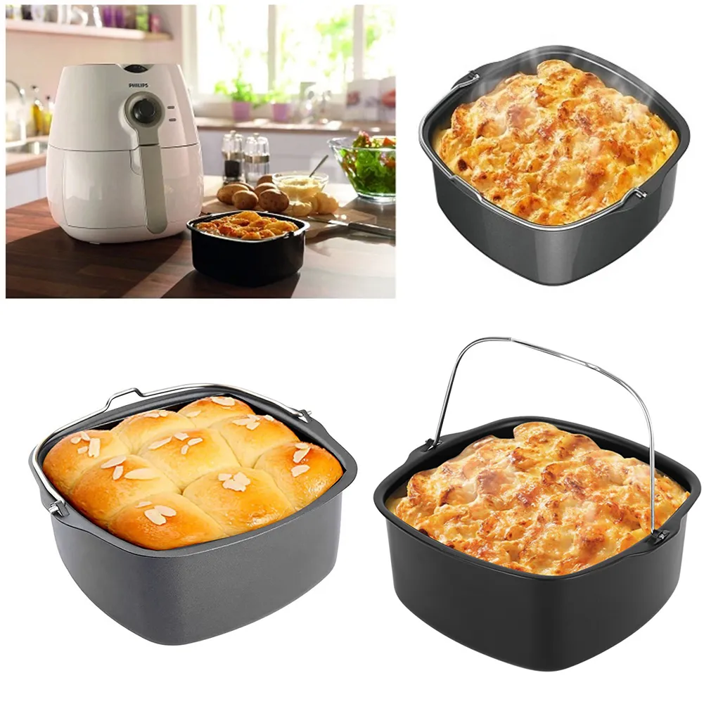 Non-stick Cake Baking Tray Basket Airfryer for Baking Dish Pan Air Fryer Accessories Baking Basket Pizza Plate Bakeware Tools