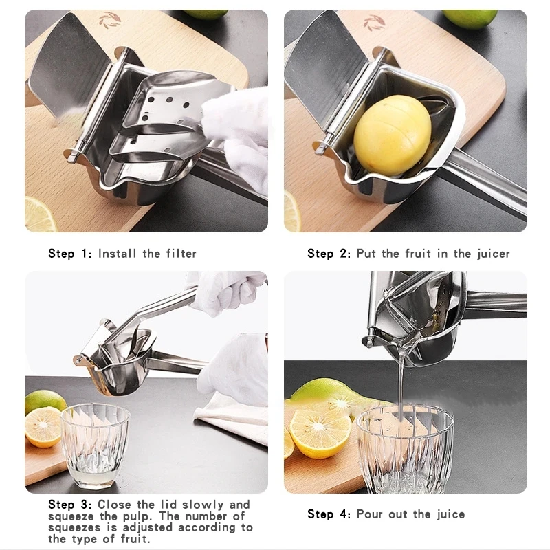Stainless Steel Fruits Juicer Squeezer Lemon Manual Citrus Orange Hand Press Machine Durable Kitchen Tool