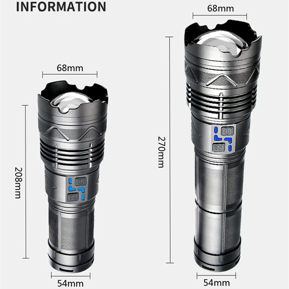 OEM High Power Led Flashlight Super Bright Long Range Torch Rechargeable Ultra Powerful Outdoor Tactical Hand Lamp Camping Lantern