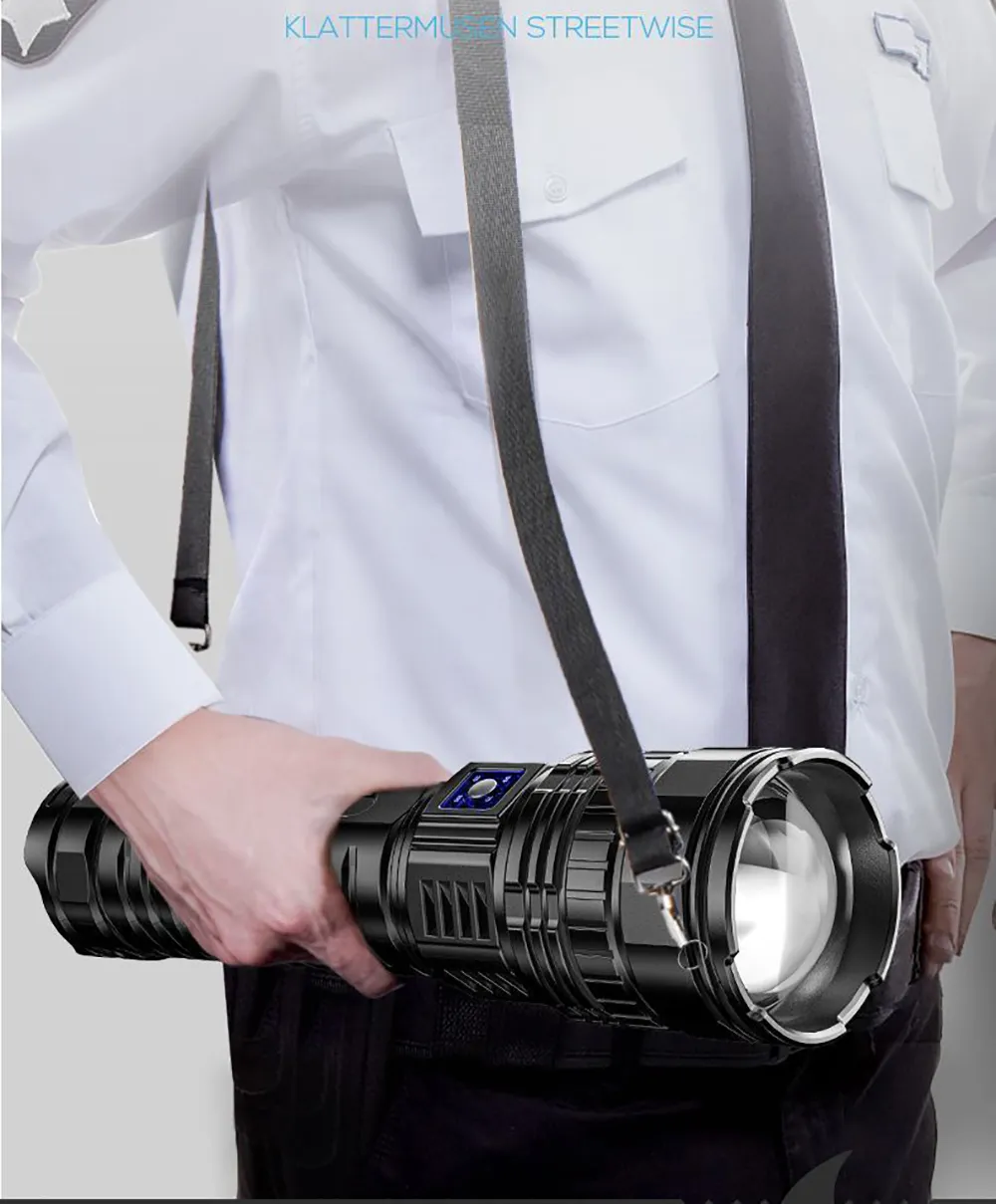 OEM Built-in Battery Flash Light Emergency Spotlights 4km 10000LM 800W Most Powerful Led Flashlights Tactical 15000mah