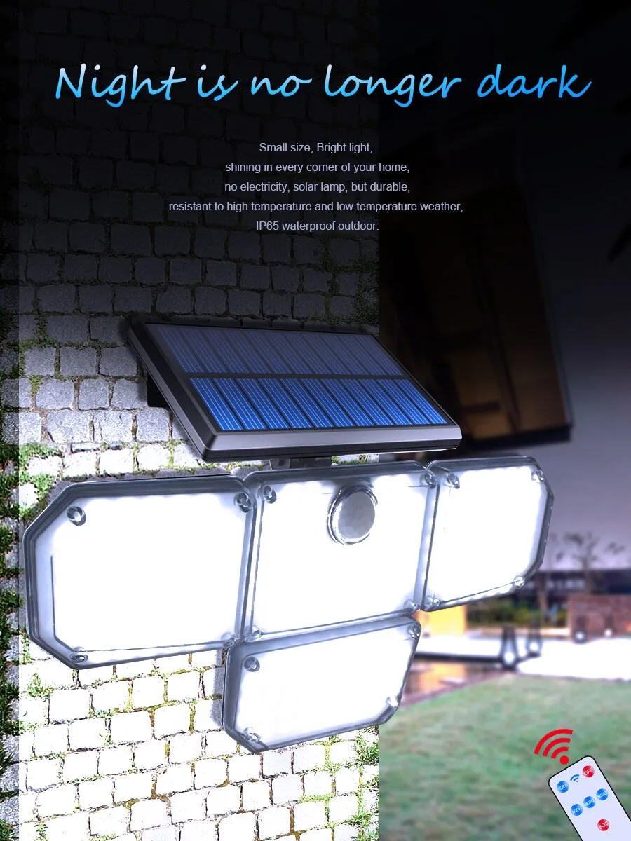 Solar Outdoor Light 182/112 LED Solar Security Flood Lighting with 3 Modes Adjustable Lighting Head for Garage Garden Yard
