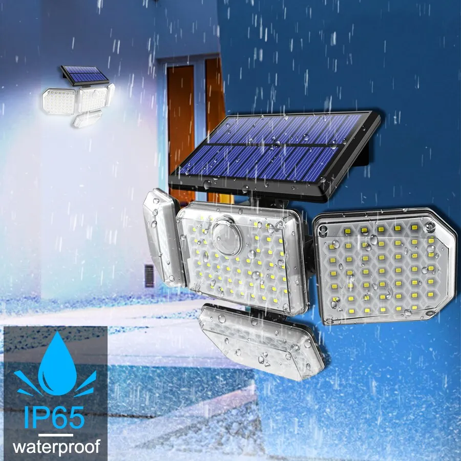Solar Outdoor Light 182/112 LED Solar Security Flood Lighting with 3 Modes Adjustable Lighting Head for Garage Garden Yard