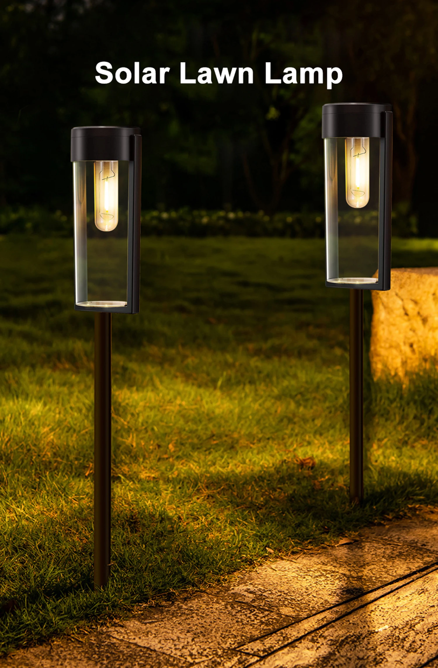 OEM LED Solar Outdoor Pathway Lights Tungsten Filament Bulb Solar Path Walkway Lighting Waterproof Landscape Yard Lawn Driveway