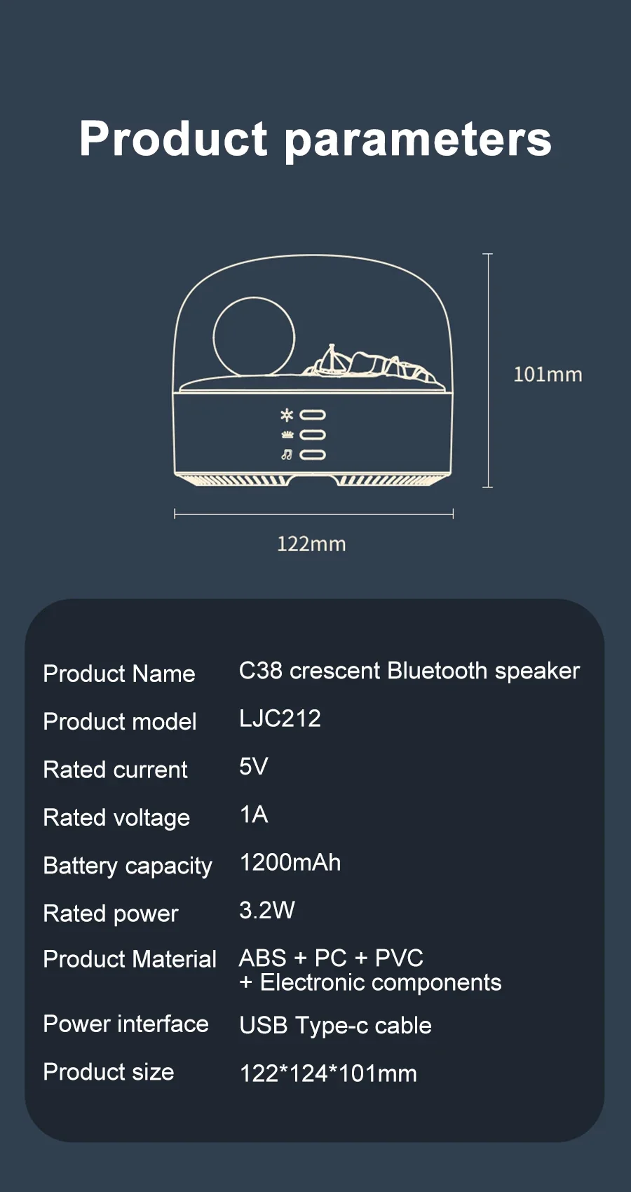 OEM Creative Moon Bluetooth Speaker LED Night Light Wireless Bluetooth Charging Dimming Atmosphere Table Light Indoor Speakers 스피커