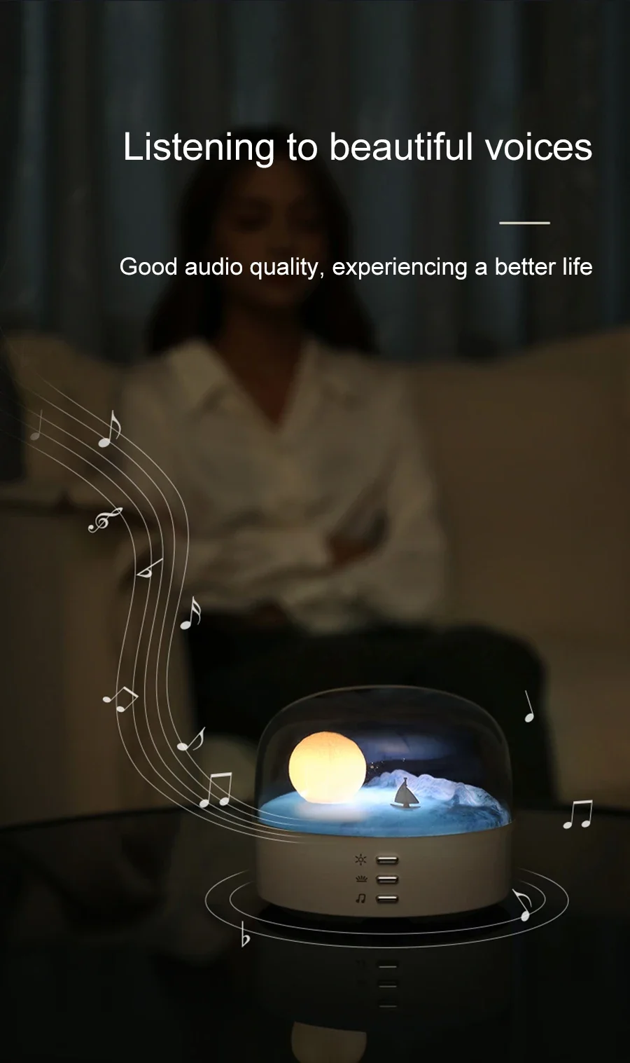OEM Creative Moon Bluetooth Speaker LED Night Light Wireless Bluetooth Charging Dimming Atmosphere Table Light Indoor Speakers 스피커