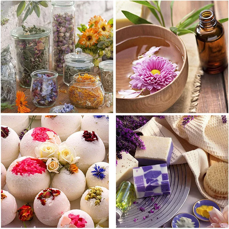 21Bags Natural Rose Lavender Dried Flower Set, DIY scented Candles, Epoxy Resin Jewelry Don't Forget Me, Lily,Petal Home Decor