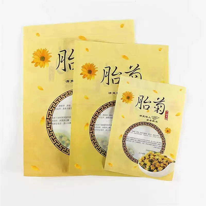 250g/500g Chinese Chrysanthemum Flower Fruit Tea Zipper Bags Buckwheat Jasmine Rose Flower Tea Recyclable Sealing Packing Bag