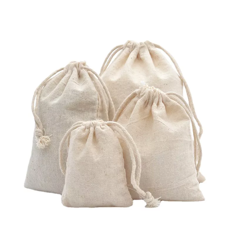 100 Pcs/Lot Cotton Drawstring Bags for Wedding Christmas Gift DIY Package Small Plain Pouches Home Dustproof Storage Sacks