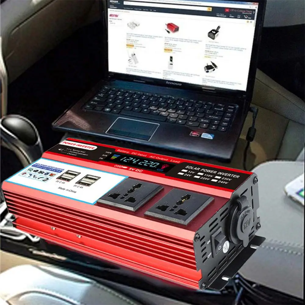 Peak Car Power Inverter 12V DC to 110V 120V Converter LCD 4 USB Charger Cars Electrical Power Socket