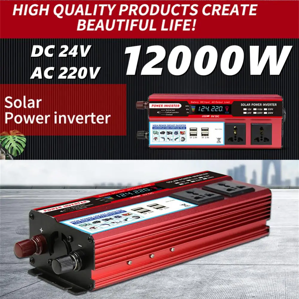 12000W Car Inverters Modified Sine Wave Solar Power Converter Home DC 12/24V To AC 110V/220V Voltage Transformer Adapter