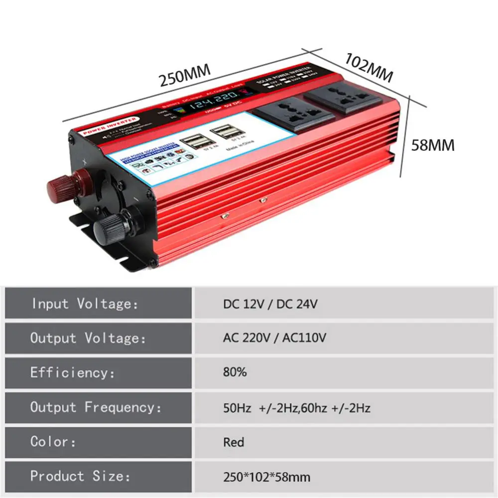 12000W Car Inverters Modified Sine Wave Solar Power Converter Home DC 12/24V To AC 110V/220V Voltage Transformer Adapter