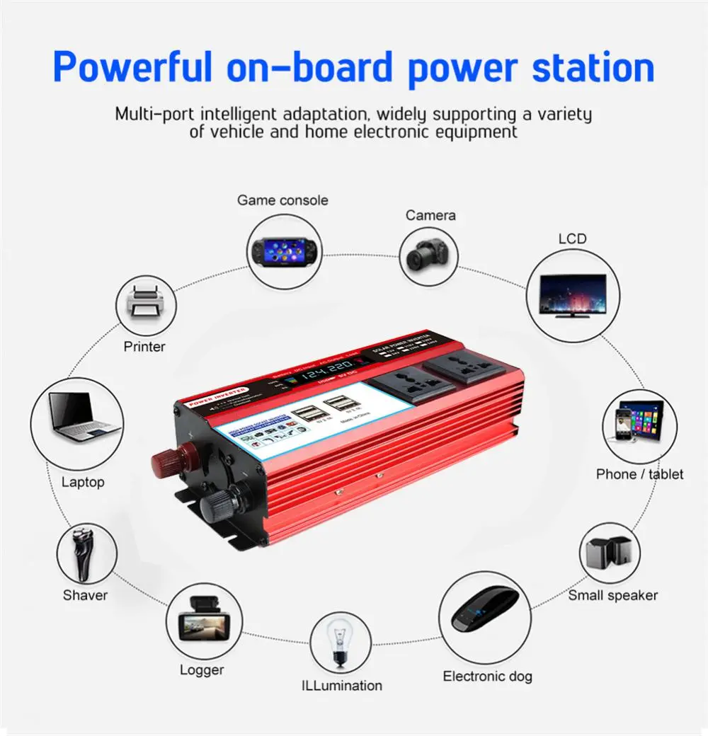 12000W Car Inverters Modified Sine Wave Solar Power Converter Home DC 12/24V To AC 110V/220V Voltage Transformer Adapter