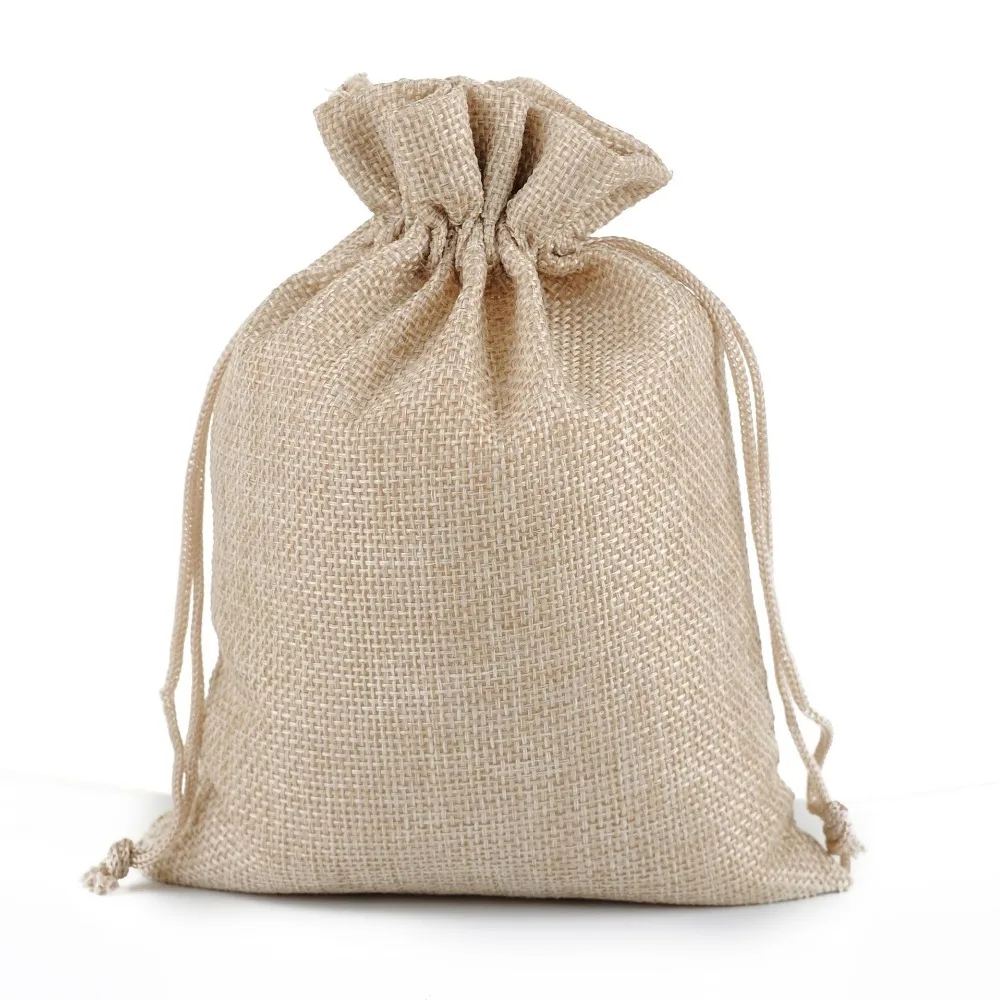 2-10Pcs Jute Drawstring Natural Burlap Bag Jute Gift Bags Multi Size Jewelry Packaging Wedding Diy Burlap Bags Customizable Logo