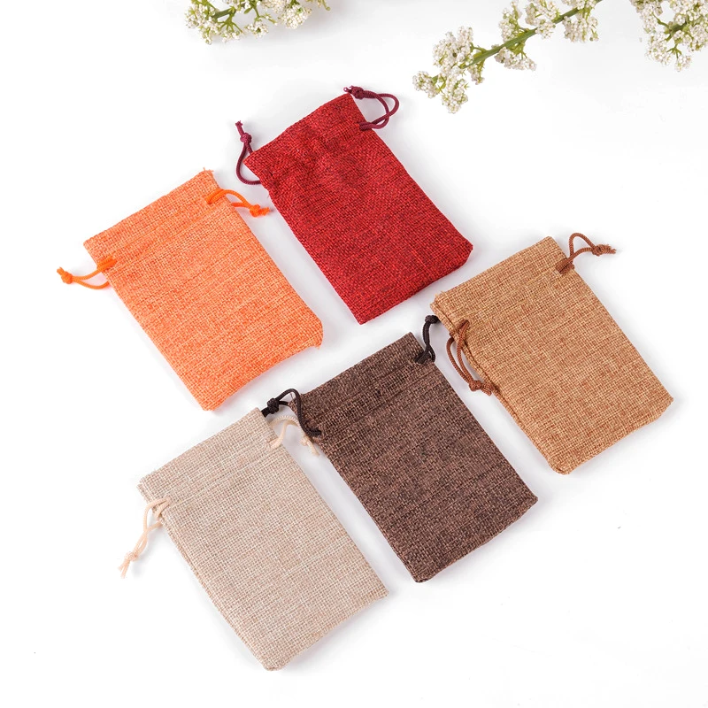 2-10Pcs Jute Drawstring Natural Burlap Bag Jute Gift Bags Multi Size Jewelry Packaging Wedding Diy Burlap Bags Customizable Logo