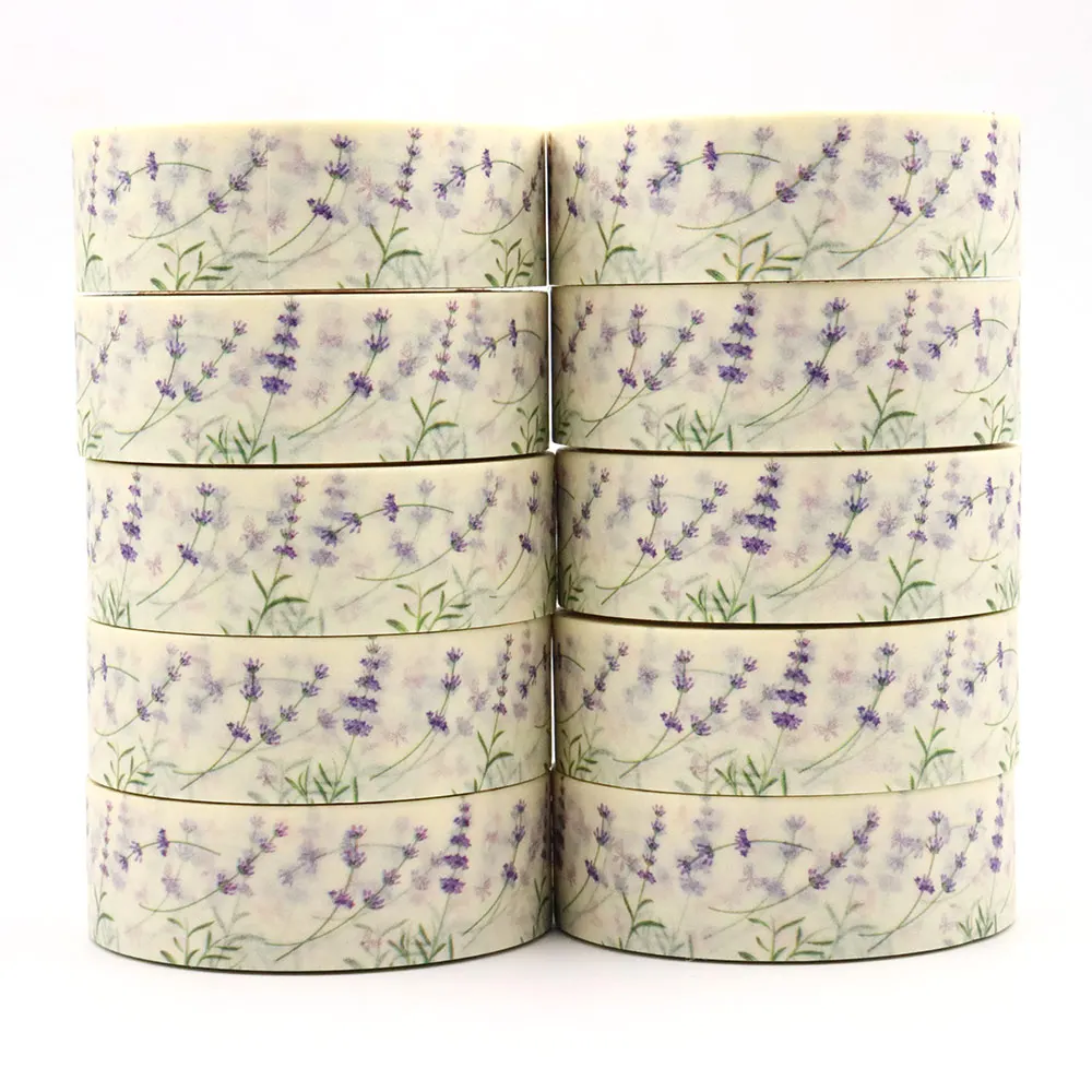 NEW 1PC 15mm*10m Spring Lavender Seamless Floral Washi Stickers Decorative Stationery MaskingTape school supplies
