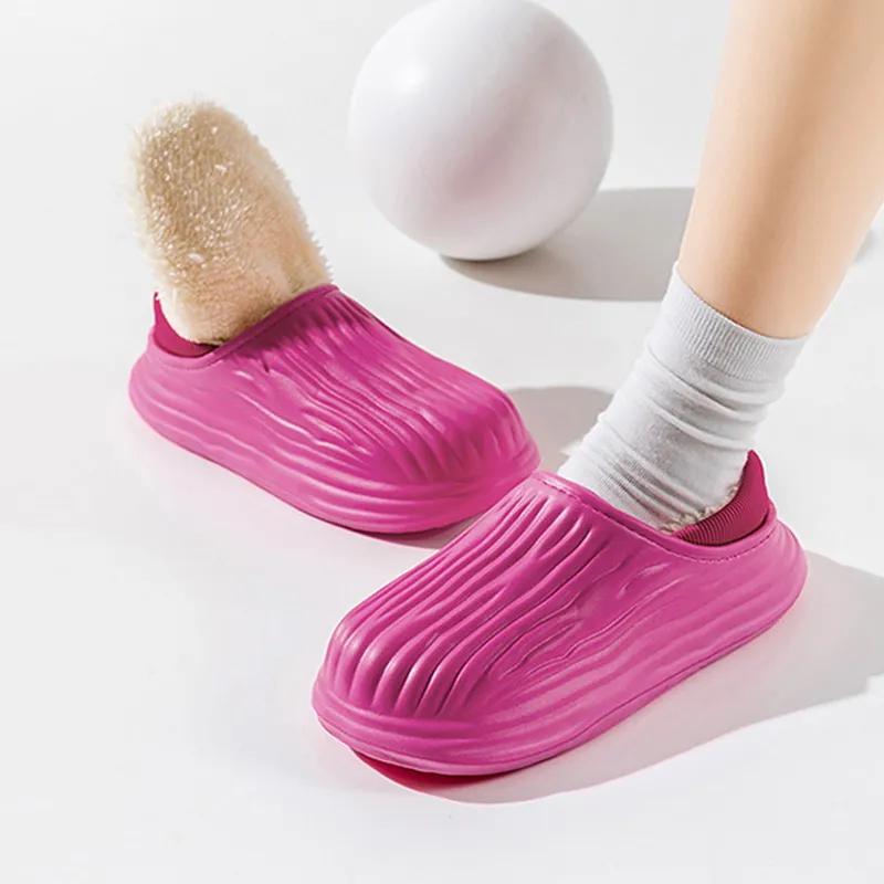 2024 Winter Plush Slippers Men Outdoor Waterproof Warm Sneaker Slippers Women Non-Slip Indoor Home Footwear Thick Platform Shoes