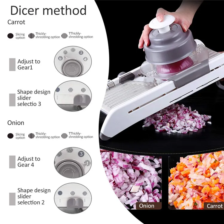 18 Types Adjustable Mandoline Slicer Stainless Steel Vegetable Julienner Grater Onion Potato Slicer Cutter KC0326