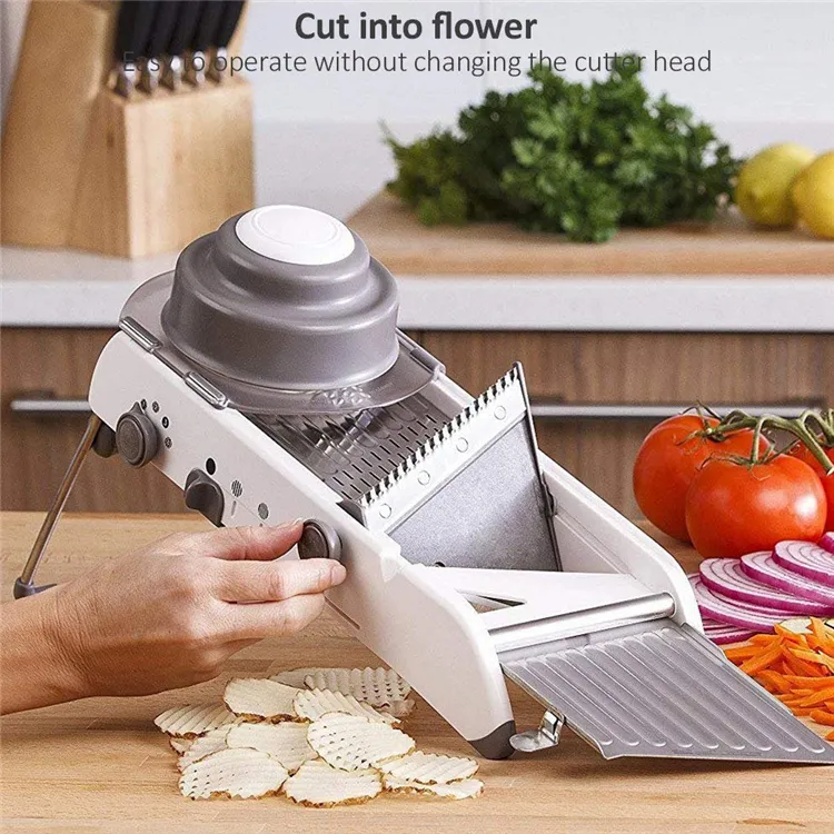 18 Types Adjustable Mandoline Slicer Stainless Steel Vegetable Julienner Grater Onion Potato Slicer Cutter KC0326