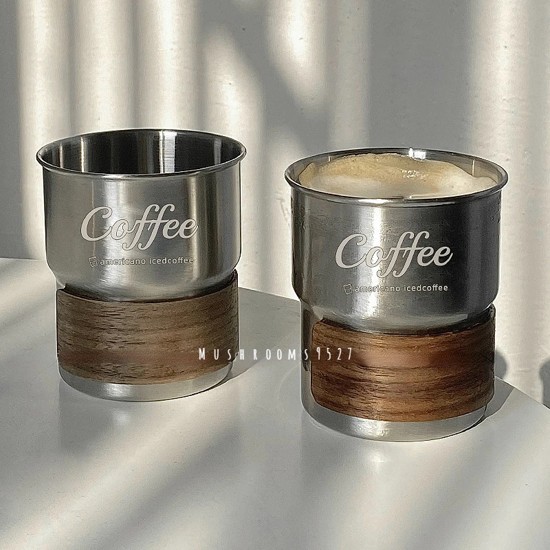 Korean Niche 304 Stainless Steel Coffee Cups Espresso Ice Americano Latte Milk Cups Coffee Shop Drinks Water Cups