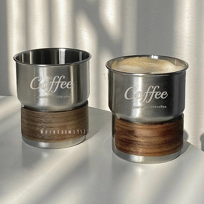 Korean Niche 304 Stainless Steel Coffee Cups Espresso Ice Americano Latte Milk Cups Coffee Shop Drinks Water Cups