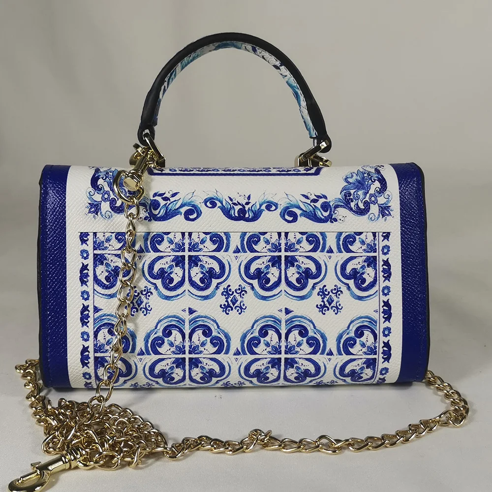 Handtas vierkante tas blauw blauw en wit porselein wilde tas handtas mini tas portemonnee telefoon vrouwen handtassen mini tas