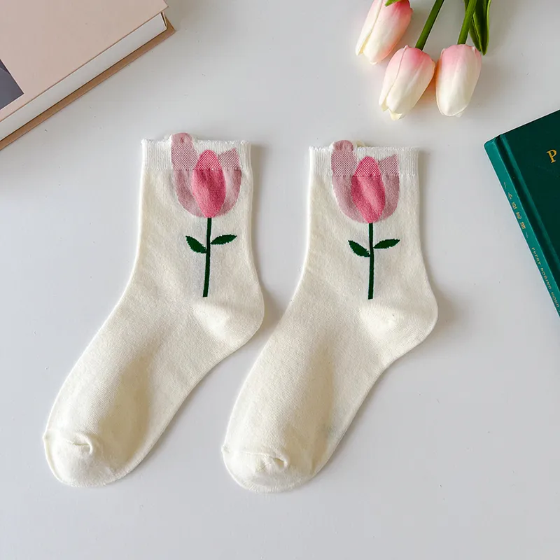 New Women Socks Korean Style Flower Trend Casual Cotton Socks Girls Frilly Ruffle Cute Sweet Breathable Kawaii Crew Socks Girls