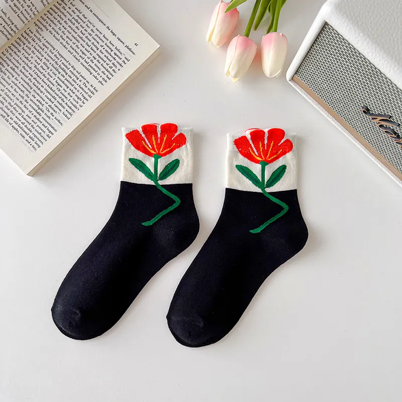 New Women Socks Korean Style Flower Trend Casual Cotton Socks Girls Frilly Ruffle Cute Sweet Breathable Kawaii Crew Socks Girls