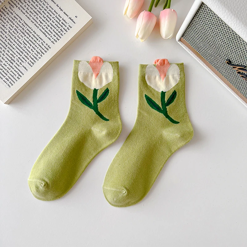 New Women Socks Korean Style Flower Trend Casual Cotton Socks Girls Frilly Ruffle Cute Sweet Breathable Kawaii Crew Socks Girls