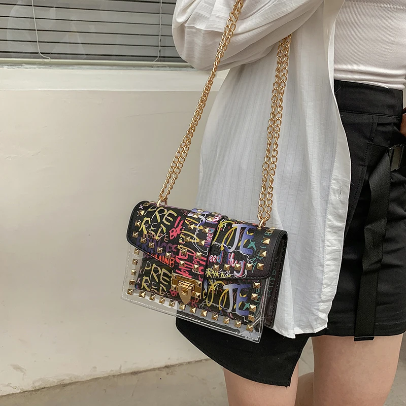 OEM High Quality Women Small Pu Leather Shoulder Messenger Bags Designer Ladies Small Chain Rivet Crossbody Bags for Women Handbags