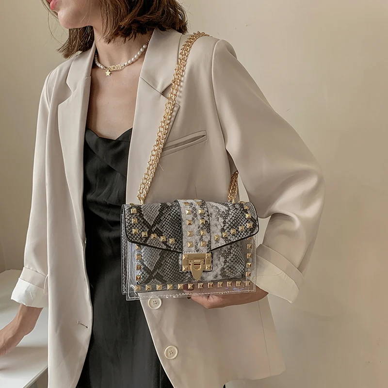 OEM High Quality Women Small Pu Leather Shoulder Messenger Bags Designer Ladies Small Chain Rivet Crossbody Bags for Women Handbags