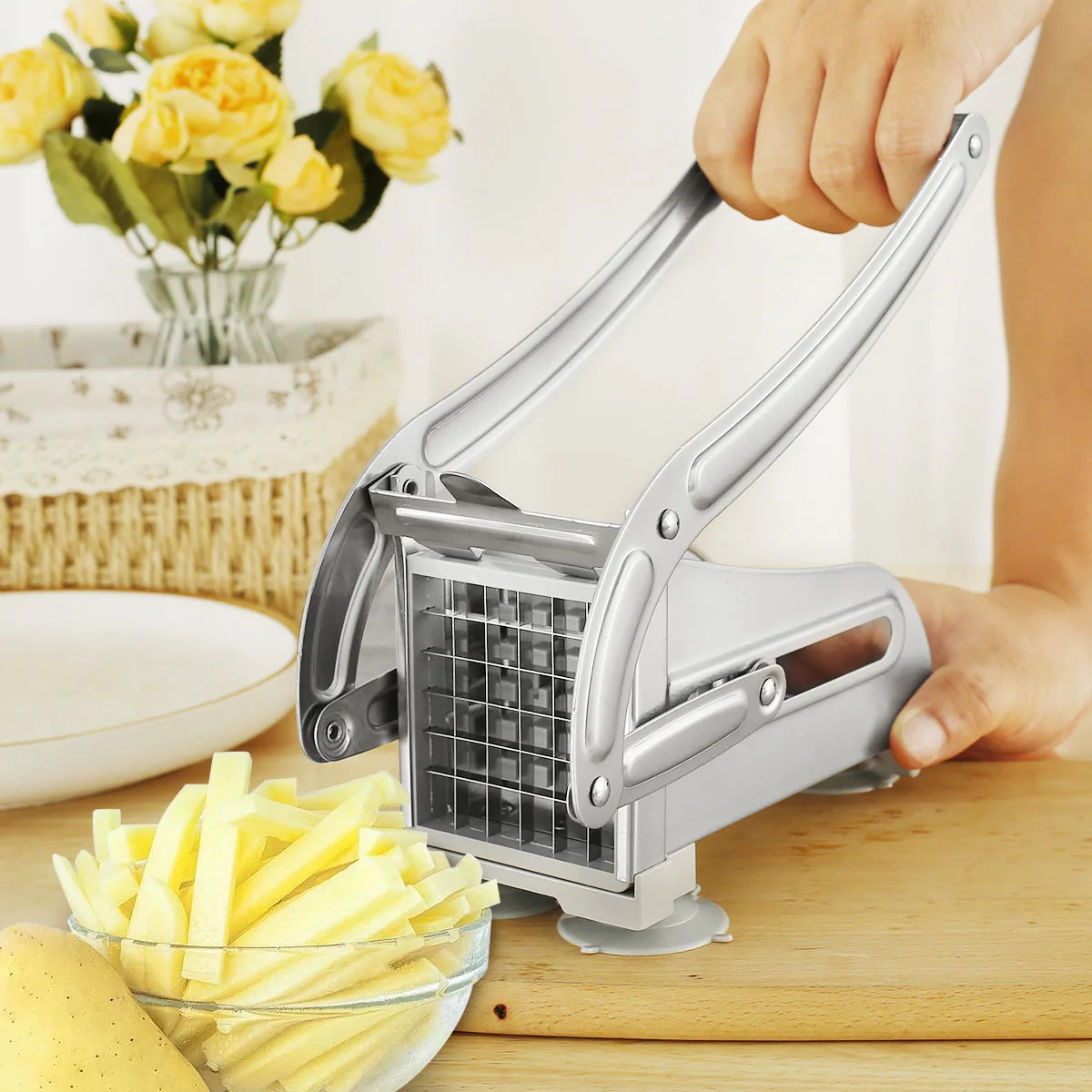 OEM French Fry Cutter Stainless Steel Potato Slicer Manual Vegetable Cutter Potato Chips Maker French Fries Cutter Kitchen Tools