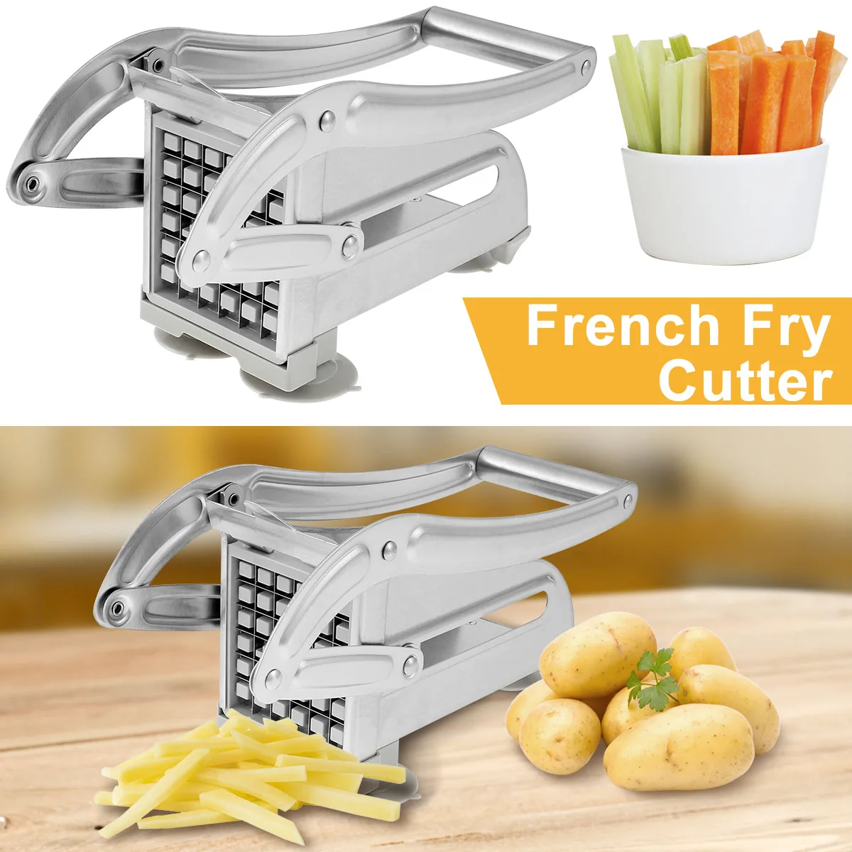 OEM French Fry Cutter Stainless Steel Potato Slicer Manual Vegetable Cutter Potato Chips Maker French Fries Cutter Kitchen Tools
