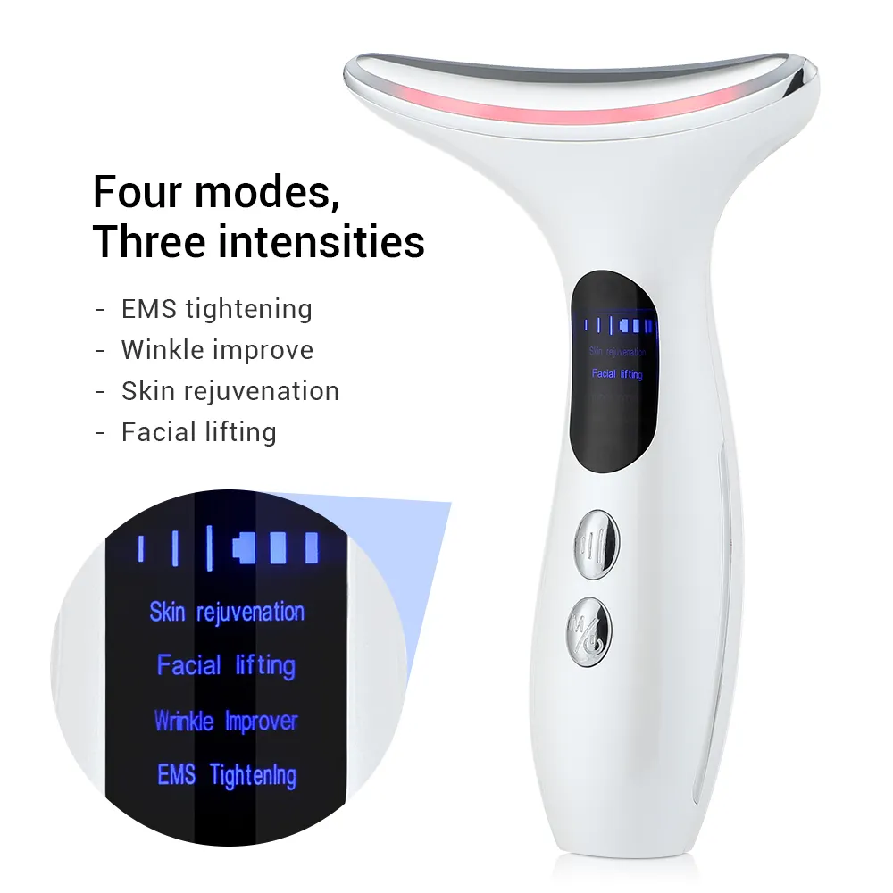 OEM EMS Microcurrent Face Neck Beauty Device LED Photon Firming Rejuvenation Tightening Wrinkle Removal Skin Care Facial Therapy