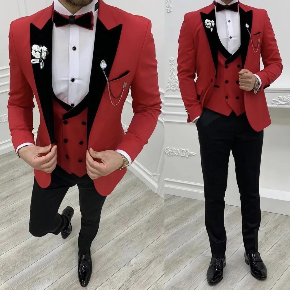 OEM Custom Made Purple Prom Party Wedding Suits For Groom Slim Fit Business Work Wear Men Blazer Waistcoat Trousers Marriage Costume