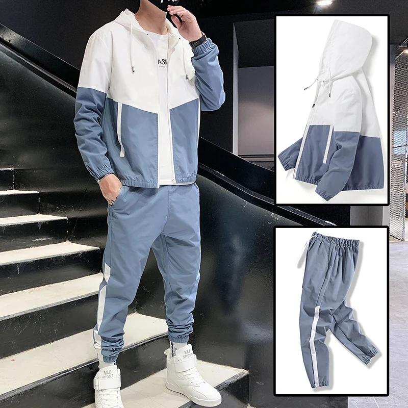 OEM Custom LOGO Men 3 Piece Sets Brand Patchwork Zipper Cardigan Pants Jacket Hip Hop Fitness Streetwear Male Tracksuit Dropshipping