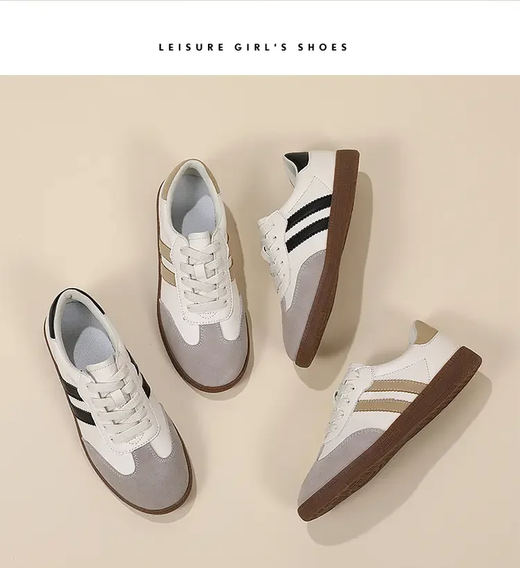 Flat Luxury Shoes Women 2024 Autumn New Classic Ladies Sneakers Women Leather Retro Low Cut Lace -up Casual Round Toe Grey White