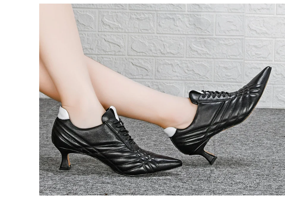 New Designers Genuine Leather High Heels Pumps Women Wedding Shoes Pointed Toe Dress Shoes Feminimo zapatos mujer