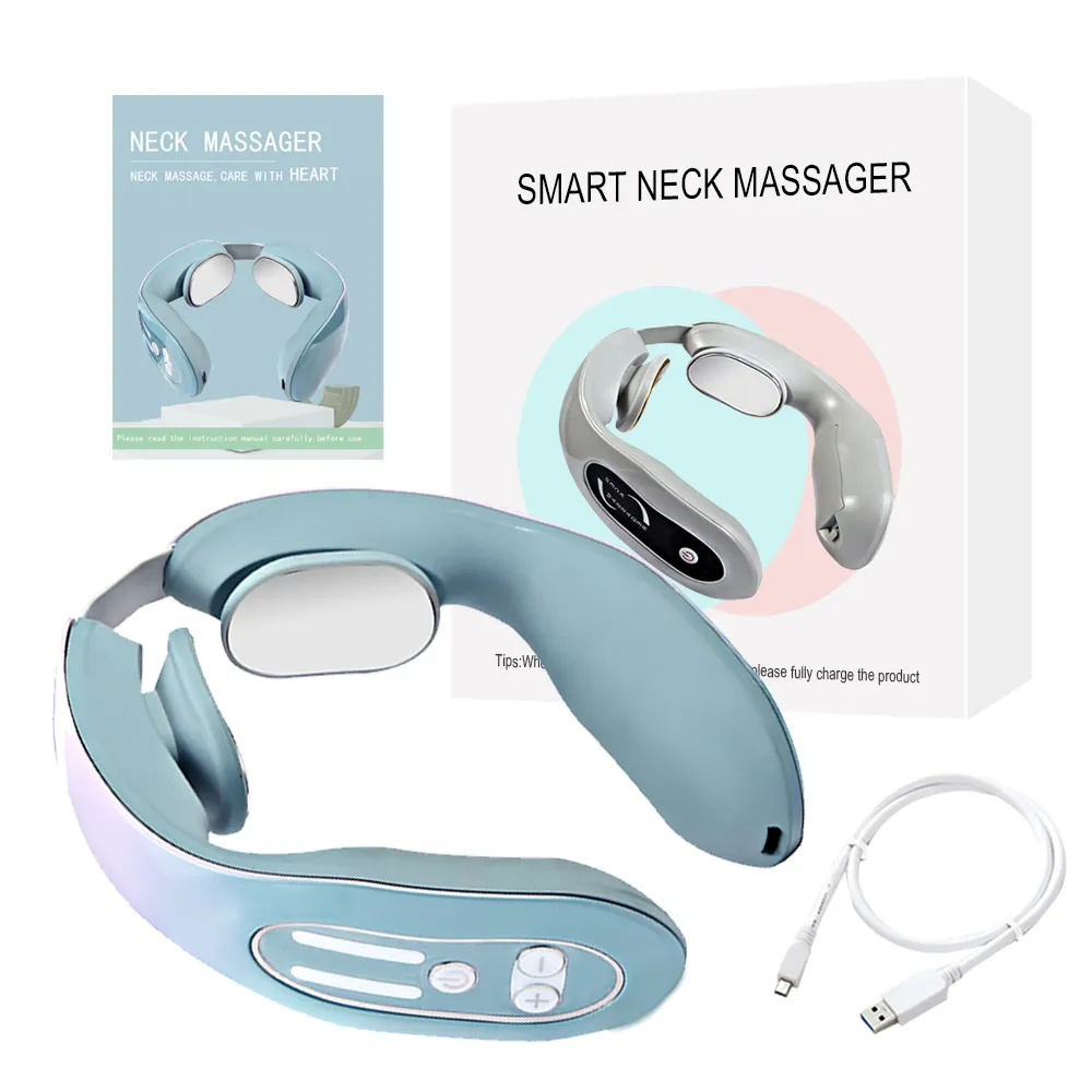 Electric Pulse Ems Portable Neck Massager Cervical Muscular Massage Relax Pain Relief Hot Heater Instrument Personal Health Care