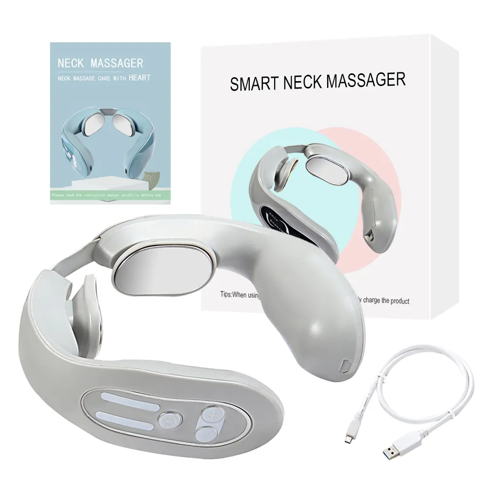 Electric Pulse Ems Portable Neck Massager Cervical Muscular Massage Relax Pain Relief Hot Heater Instrument Personal Health Care