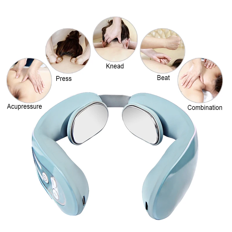 Electric Pulse Ems Portable Neck Massager Cervical Muscular Massage Relax Pain Relief Hot Heater Instrument Personal Health Care