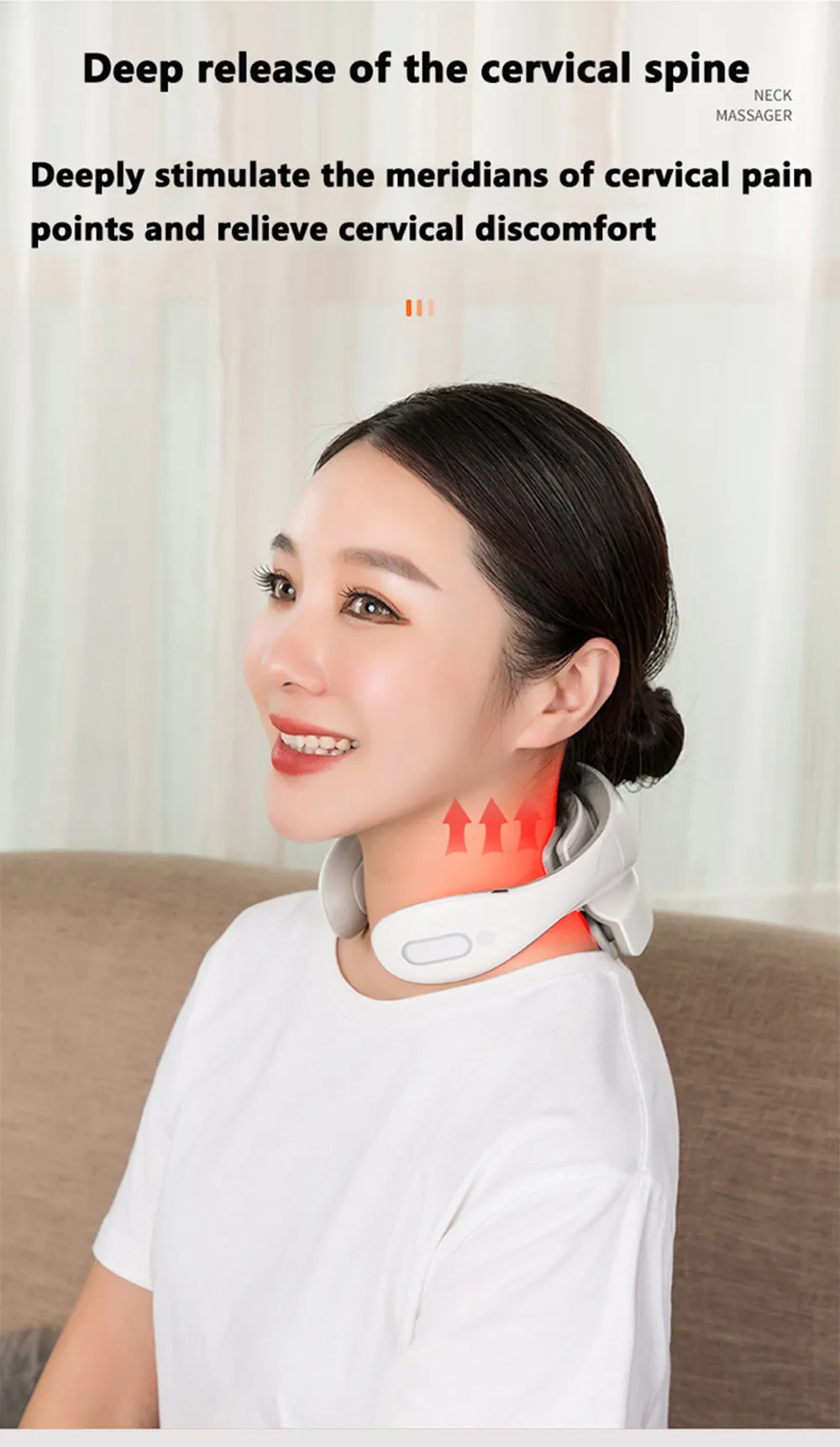 Smart Back And Neck Massager Instrument Shoulder Neck Massage Cervical Vertebra Health Care Vibrator Heating Relieve Pain Muscle