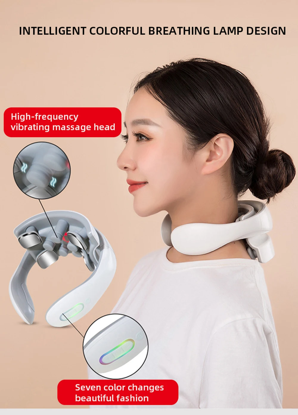 Smart Back And Neck Massager Instrument Shoulder Neck Massage Cervical Vertebra Health Care Vibrator Heating Relieve Pain Muscle