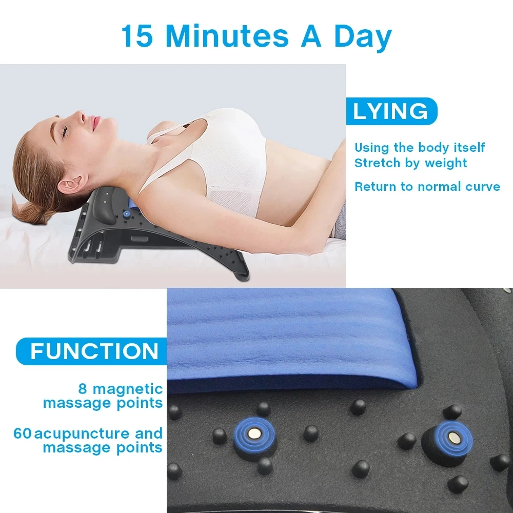 4 Level Neck Shoulder Stretcher Magnetotherapy Adjustable Support Back Lumbar Cervical Spine Massage Pain Relief Chiropractic