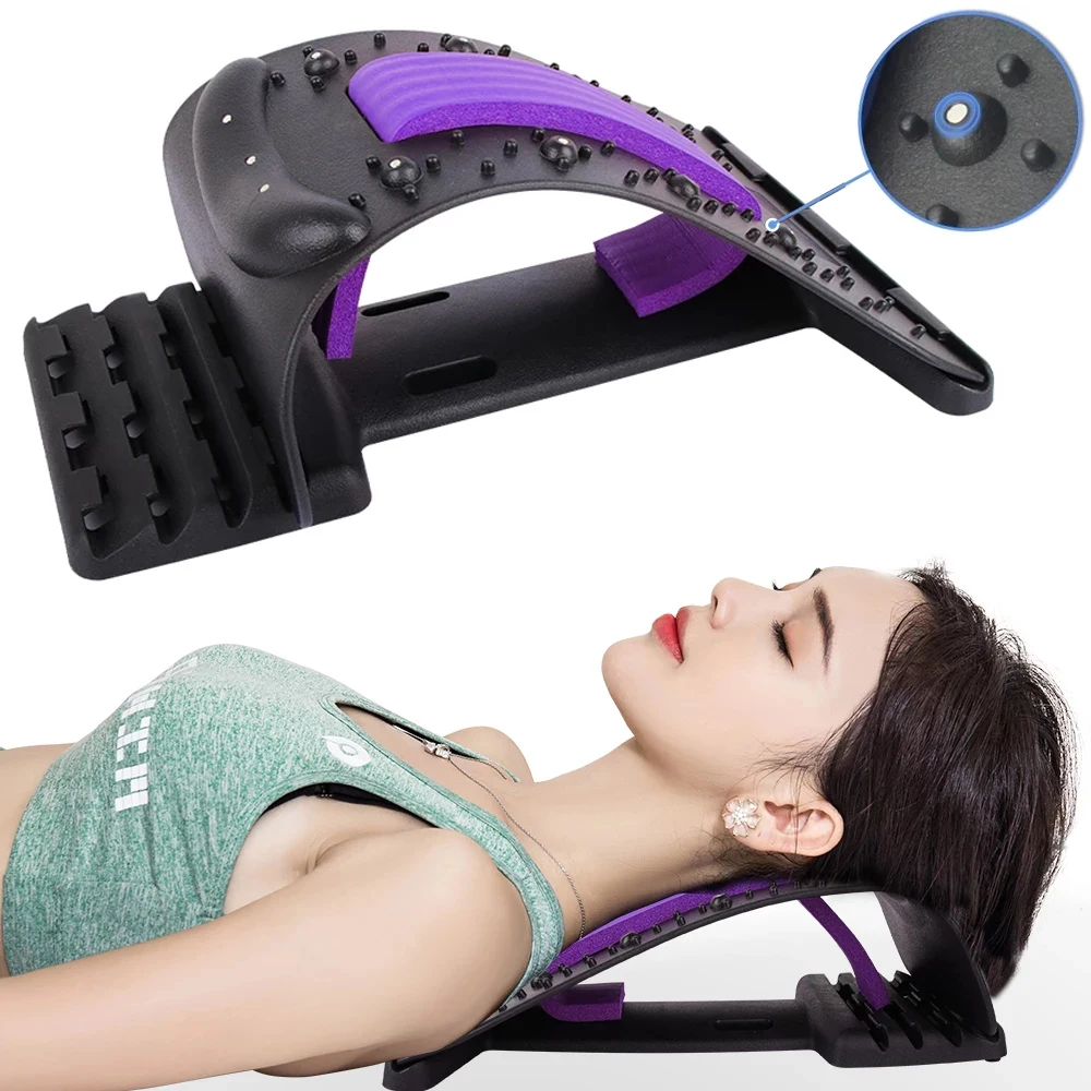 4 Level Neck Shoulder Stretcher Magnetotherapy Adjustable Support Back Lumbar Cervical Spine Massage Pain Relief Chiropractic